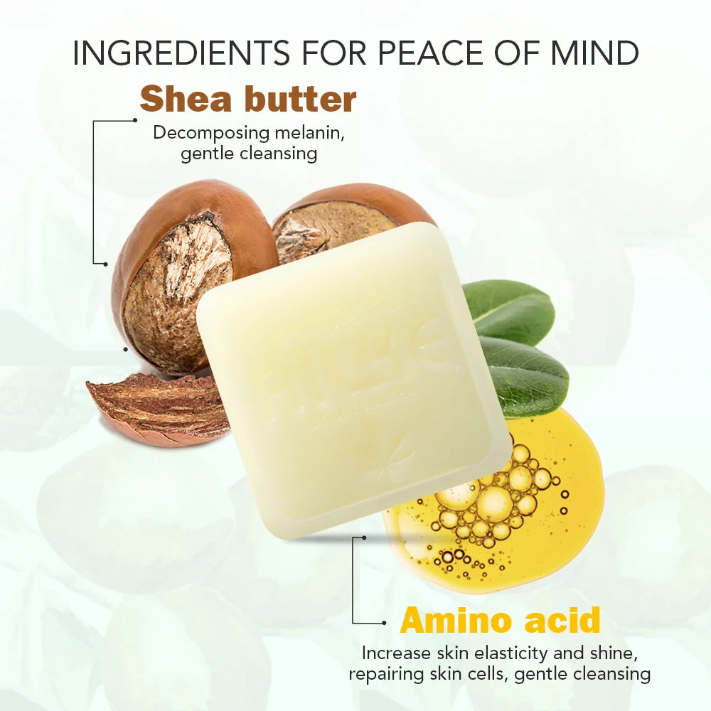 AILKE Shea Butter Whitening Soap For All Skin Types, Reduce Dark Spots, Moisturizing Body Wash For Bath Or Shower, Gift Box