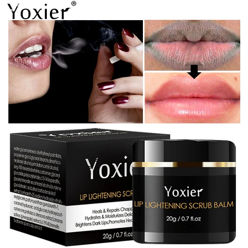 Lip Lightening Scrub Balm Remove Dull Lips Moisturizing Anti-Aging Anti-Cracking Hyaluronic Acid Brighten Black Lips 20G