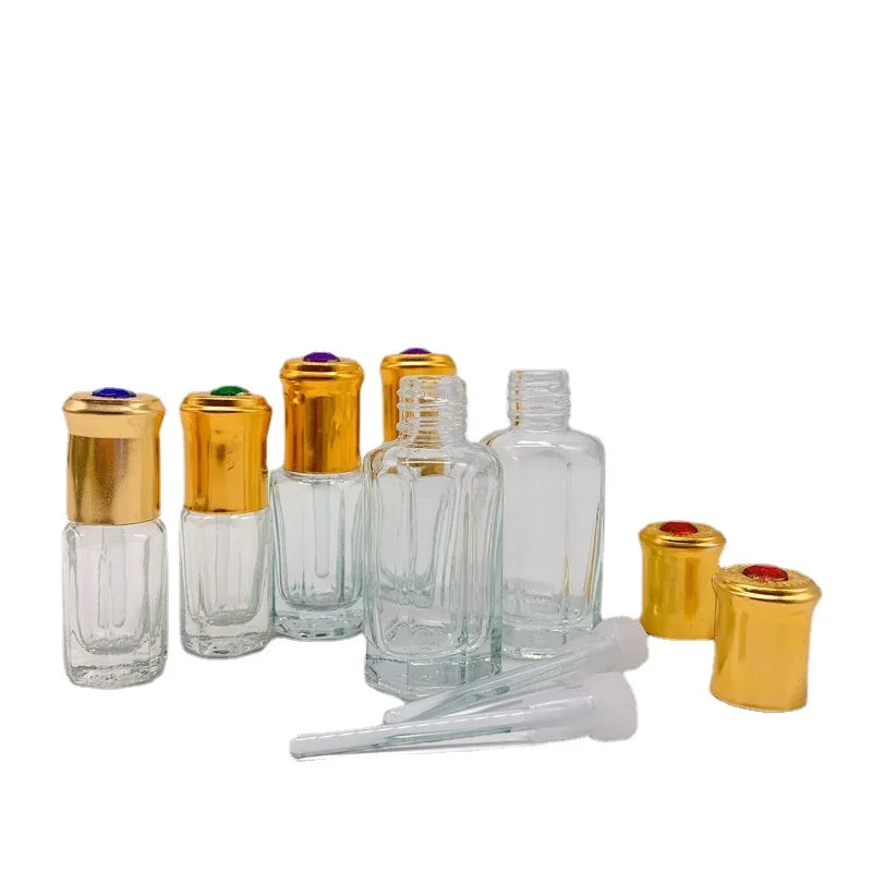 3ml 6ml 9ml Attar Glass Perfume Tester Bottles For Arabian Oud Oil With Golden Aluminum Cap 20pcs/Lot P336