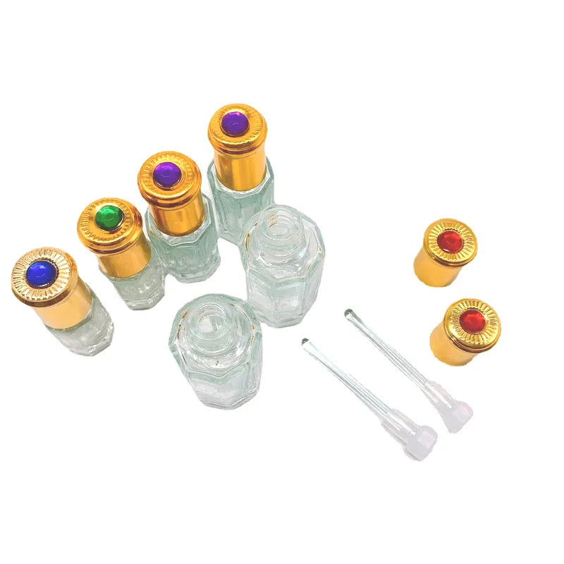 3ml 6ml 9ml Attar Glass Perfume Tester Bottles For Arabian Oud Oil With Golden Aluminum Cap 20pcs/Lot P336