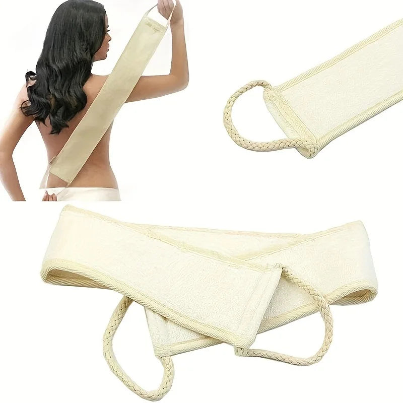 Exfoliating Body Scrubber - Soft Washcloth for Dead Skin Removal & Dry Brushing | Long Bath Sponge with Strap for Shower & Spa