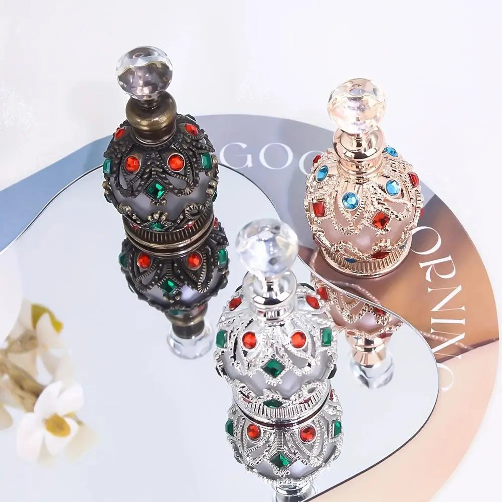 15ML Luxury Glass Perfume Bottle For Essential Oil Refill Arabic Design Premium Aroma Oil Dispenser