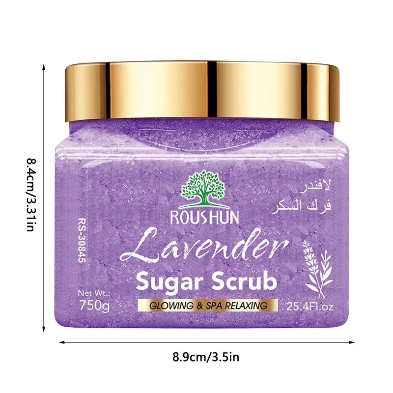 ROUSHUN lavender sugar scrub Large Capacity Family Pack Body Scrub Gentle Deep Cleansing Skin750g