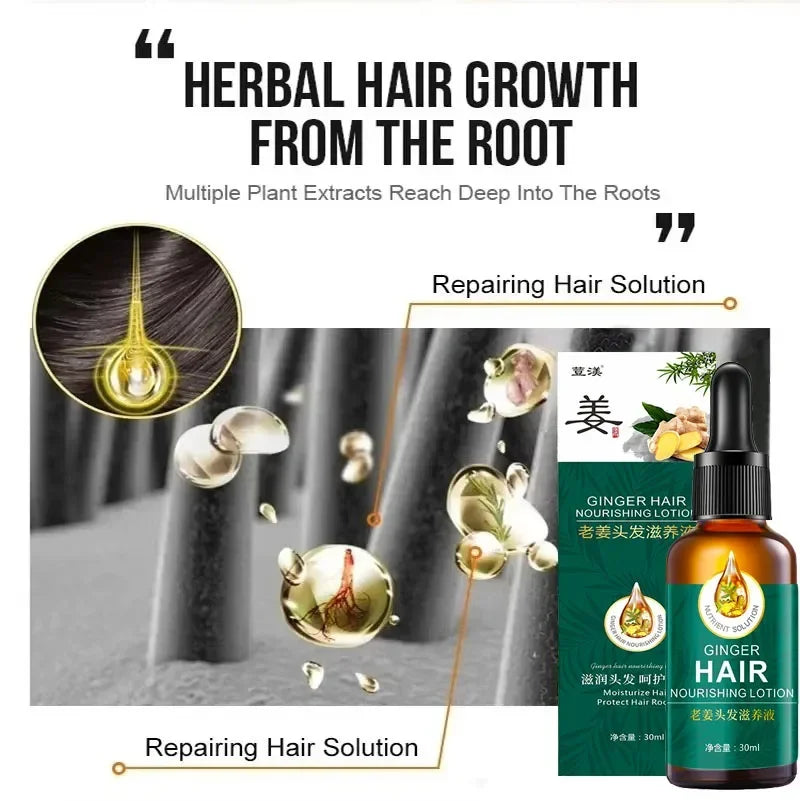 Hair Growth Serum Fast Growing Hair Essential Oil Beauty Hair Care 30ml Dense Regrowth Ginger Hair Promoting Regeneration