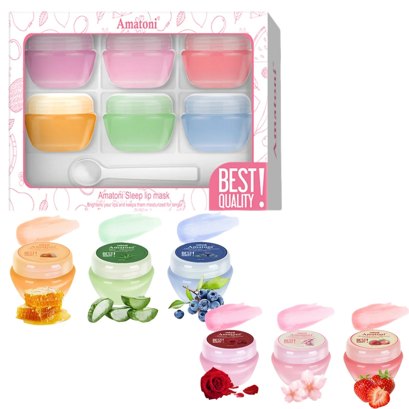 Sleeping lip mask gift box 10g×6PCS lip balm set moisturizes lips, smoothes, and is a universal  in the morning and evening