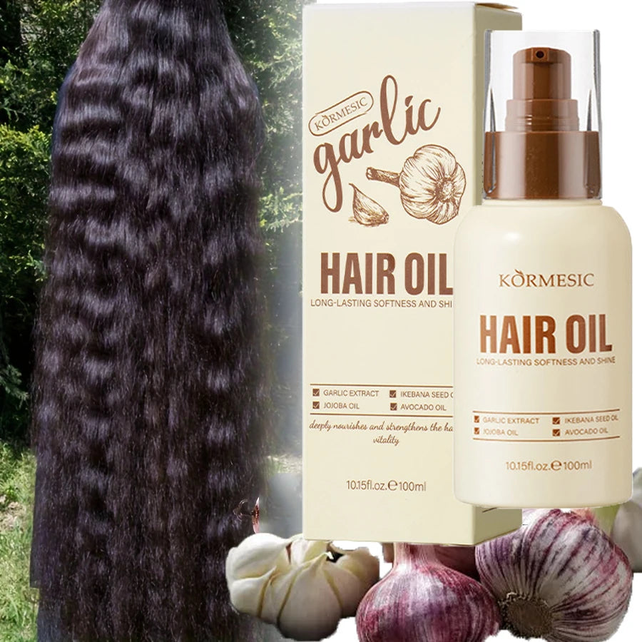 Garlic Hair Growth Essential Oil 100ML Effective In Repair Damaged Hair Roots Baldness Hair Loss Fast Thick Hair Care For Unisex