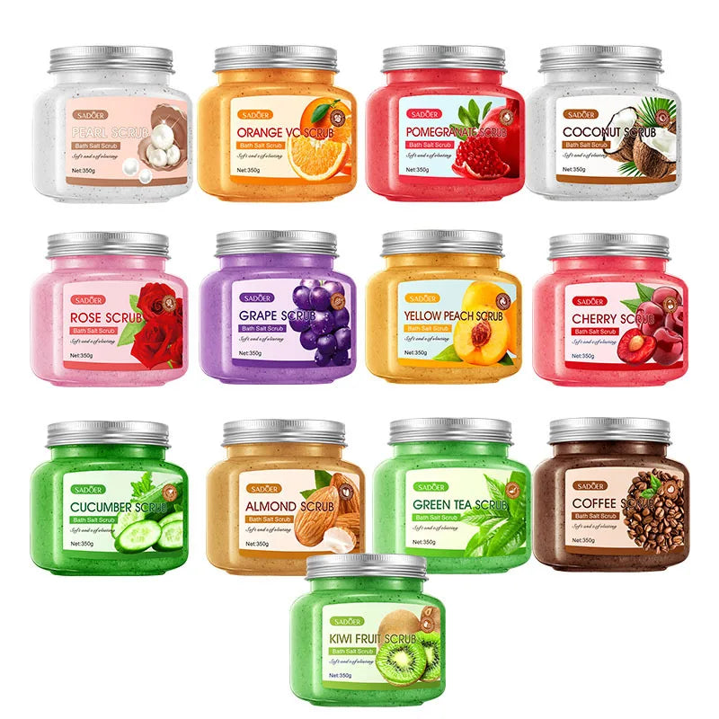 350g Body Scrub, Cleanses the Body, Has Exfoliating, Moisturizing, and Smoothing Properties, Suitable for Facial and Body Care, Low Sensitivity, Physical Exfoliation, Can Be Used on Legs, Knees, Feet, Arms, Hands, and the Ent