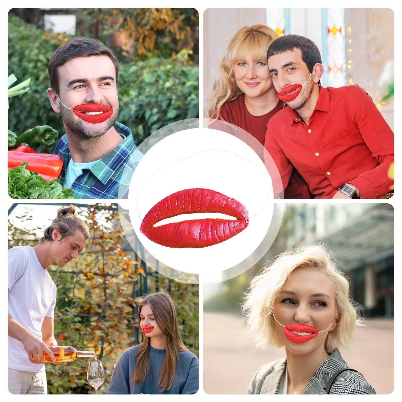 Red Lips Face Masks Funny Big Lip Masks April Fool Day Sausage Thick Lips Sausage Lip Decorations Funny Lips Prank Toys