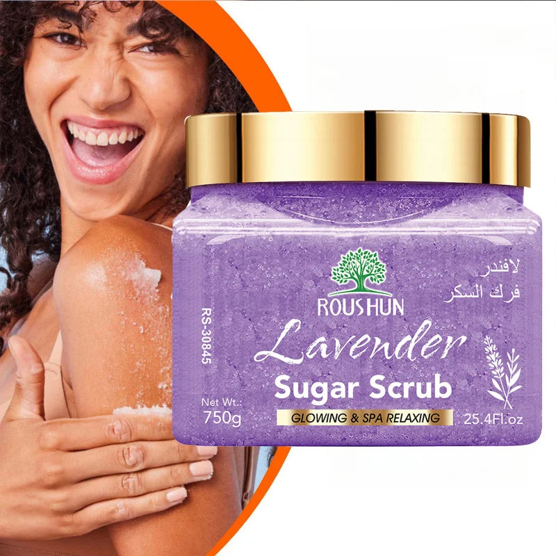 ROUSHUN lavender sugar scrub Large Capacity Family Pack Body Scrub Gentle Deep Cleansing Skin750g