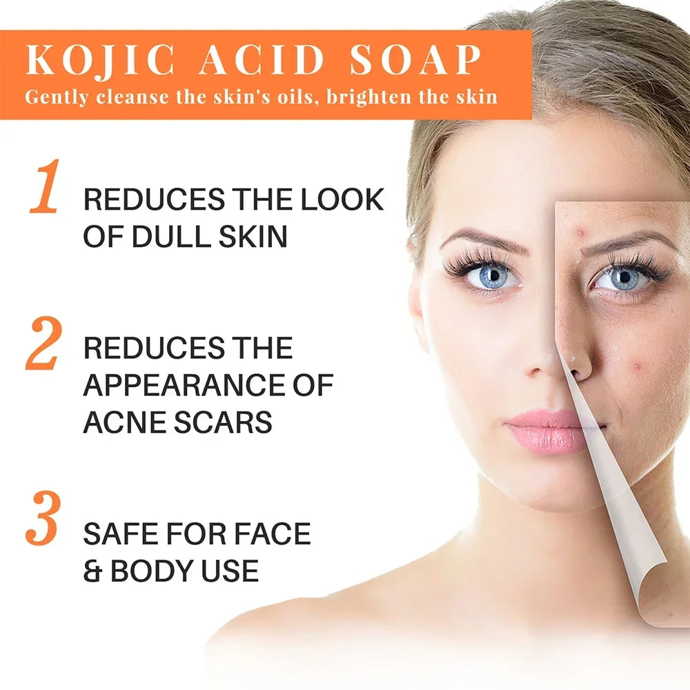 Handmade Kojic Acid Soap Natural Mild Non-irritating Brightening Skin Exfoliator Body Face Cleansing Blackheads Removal Soap