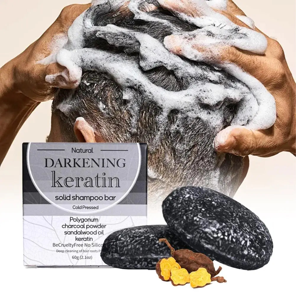 Black Shampoo Bar for Men, Black Hair Soap Bar for Gray Hair Coverage, Solid Shampoo for Hair Growth, Deep Clean, Refresh Scalp