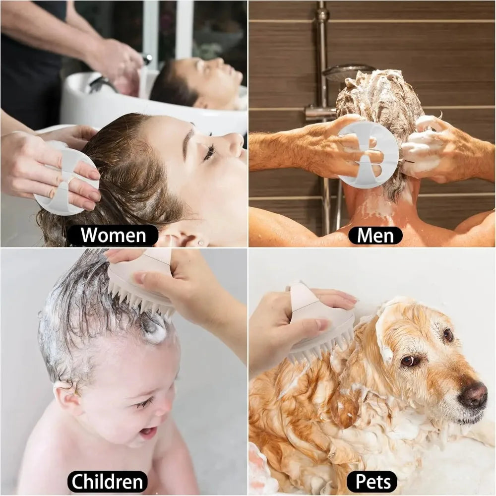 Scalp Massager Shampoo Brush Silicone Hair Scrubber Exfoliating Washing For Dandruff Removal Beige Bath Care Accessory Tool