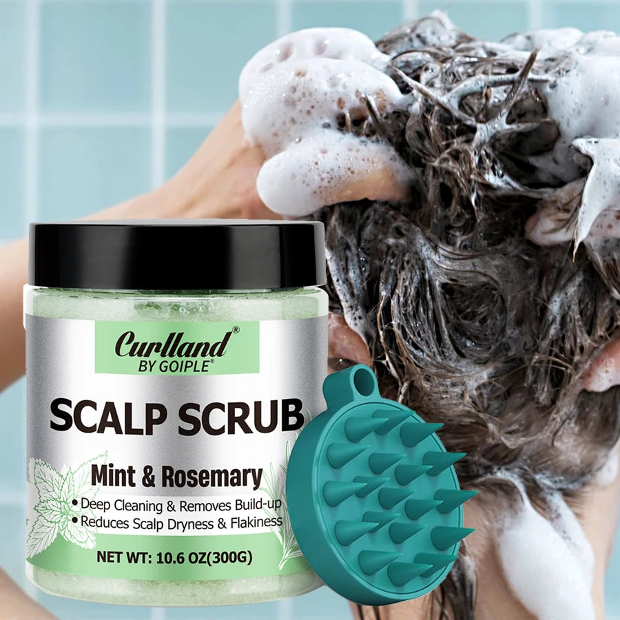 Scalp Scrub Mint & Rosemary Deep Clean Removes Build-up Moisturize Cool Soothe Hair Scalp or Exfoliating Scrub Silicone Massager