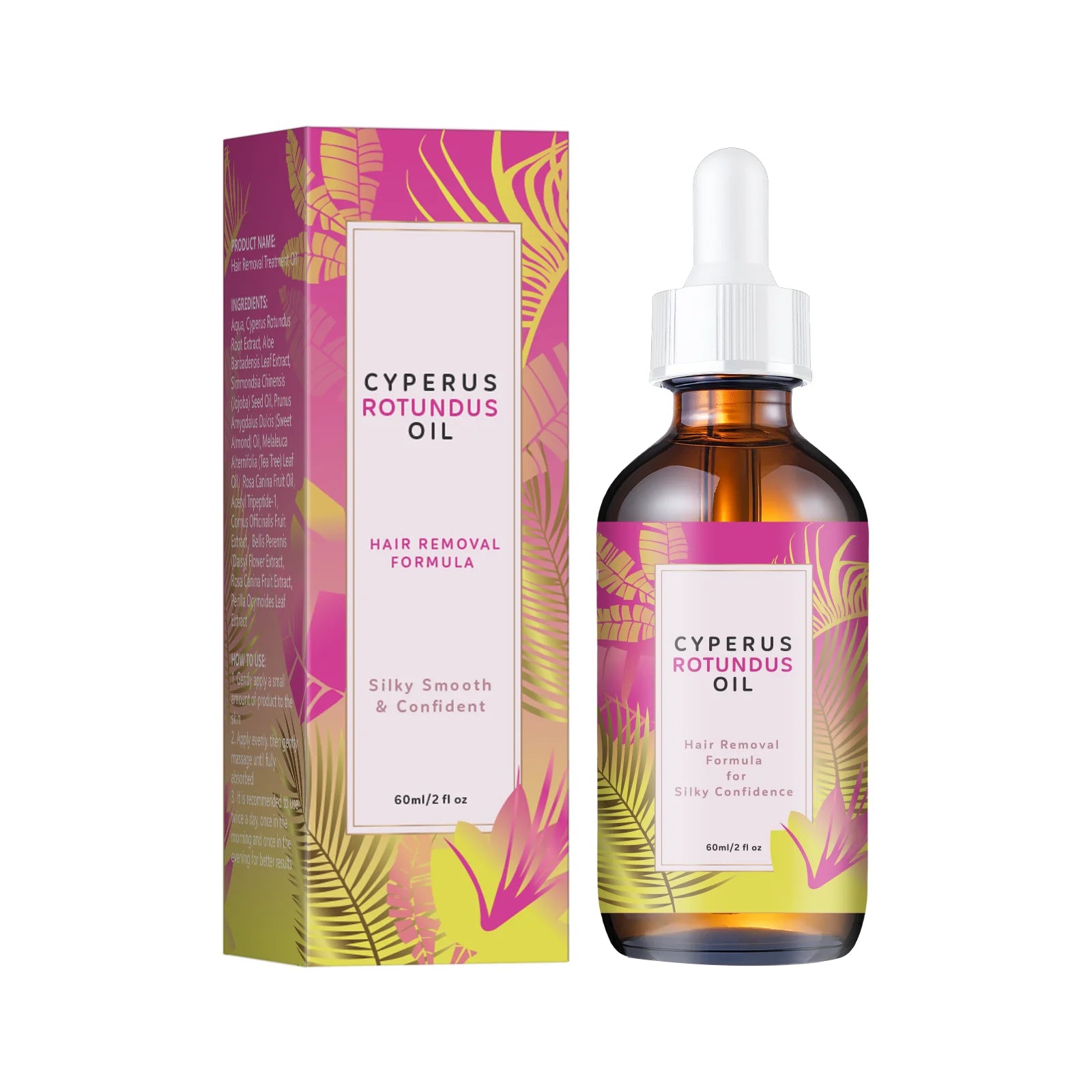 Natural Hair Growth Inhibitor Oil 60ml - Long-Lasting Reduction with Jojoba & Almond Oil for Smooth, Silky Skin, All Skin Types.