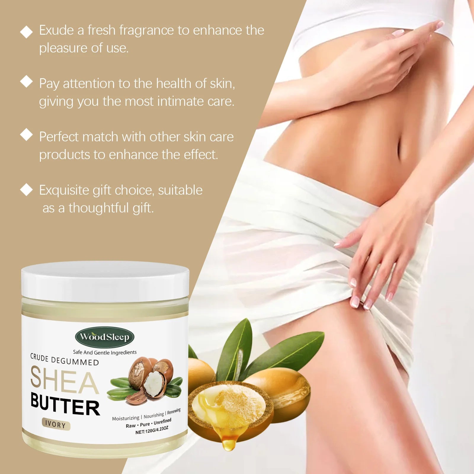 Shea Butter Cream Moisturizing Nourishing Skin Reduce Dryness Hydration Fade Fine Lines Increase Elasticity Repair Body Lotion
