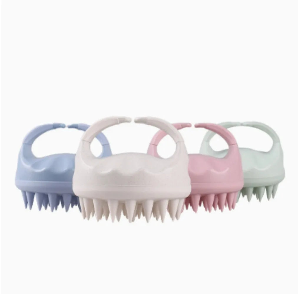 Scalp Massager Shampoo Brush Silicone Hair Scrubber Exfoliating Washing For Dandruff Removal Beige Bath Care Accessory Tool