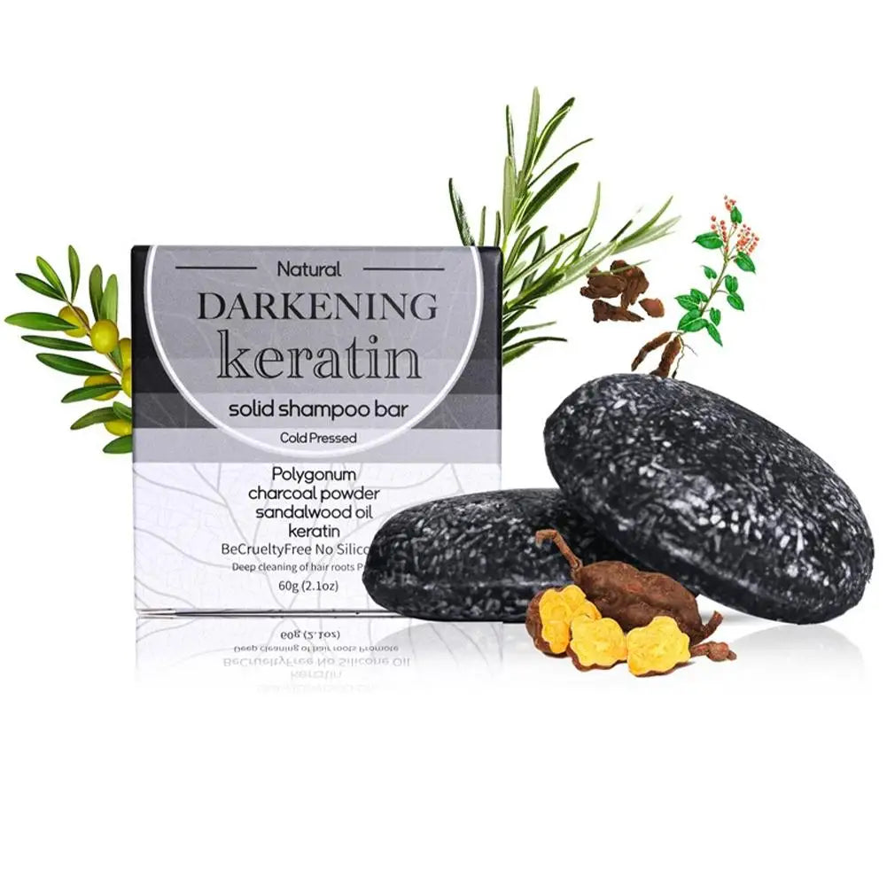 Black Shampoo Bar for Men, Black Hair Soap Bar for Gray Hair Coverage, Solid Shampoo for Hair Growth, Deep Clean, Refresh Scalp