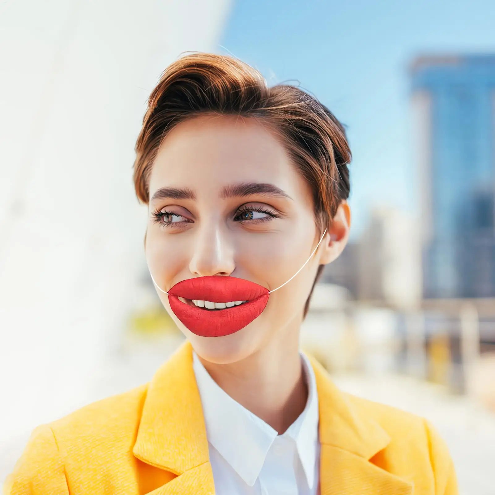 Red Lips Face Masks Funny Big Lip Masks April Fool Day Sausage Thick Lips Sausage Lip Decorations Funny Lips Prank Toys