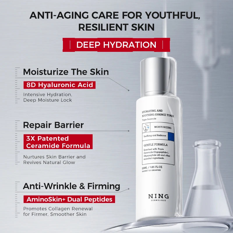 115ml Hydrating Soothing Essence Toner with Collagen, Hyaluronic Acid, Peptides, Ceramides – Moisturizing, Calming Skin Repair
