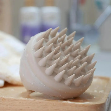 Scalp Massager Shampoo Brush Silicone Hair Scrubber Exfoliating Washing For Dandruff Removal Beige Bath Care Accessory Tool