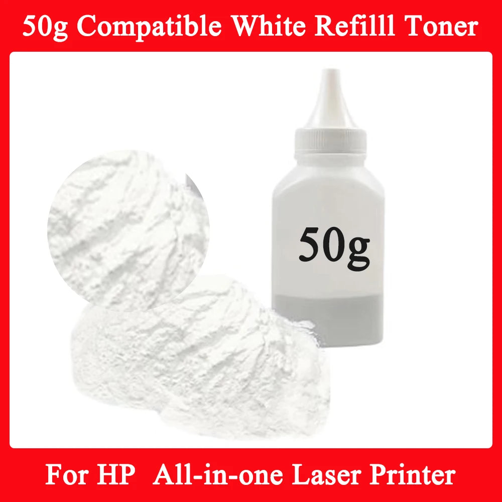 1pc 50g White Refilll Toner Powder Compatible For HP All-in-one Laser Printer White Toner Cartridge Powder Universal 50g 1pc