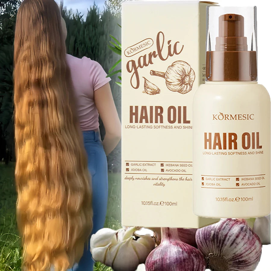 Garlic Hair Growth Essential Oil 100ML Effective In Repair Damaged Hair Roots Baldness Hair Loss Fast Thick Hair Care For Unisex