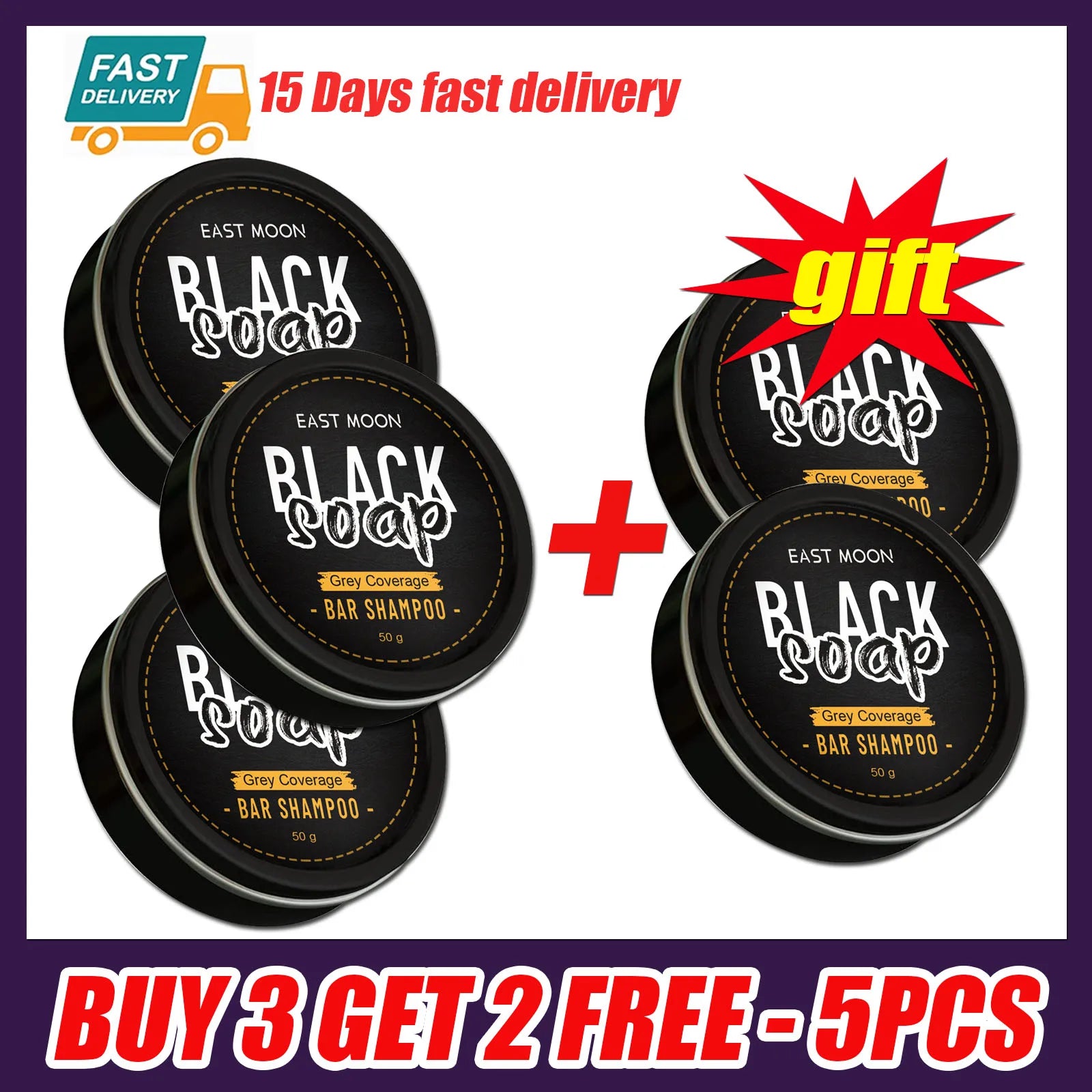 Men's Black Hair Soap Hair Darkening Soap Shampoo Bar Fast Effective Repair Gray White Color Dye Hair Body Natural Organic