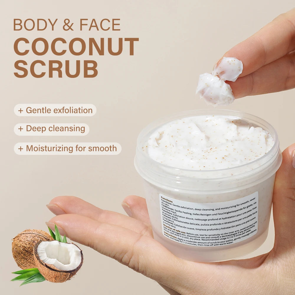 Native Exfoliating Body Scrub, Exfoliating Body Scrub Removes Dead, Dry Skin for a Soft & Hydrated Feelm,Coconut Scent