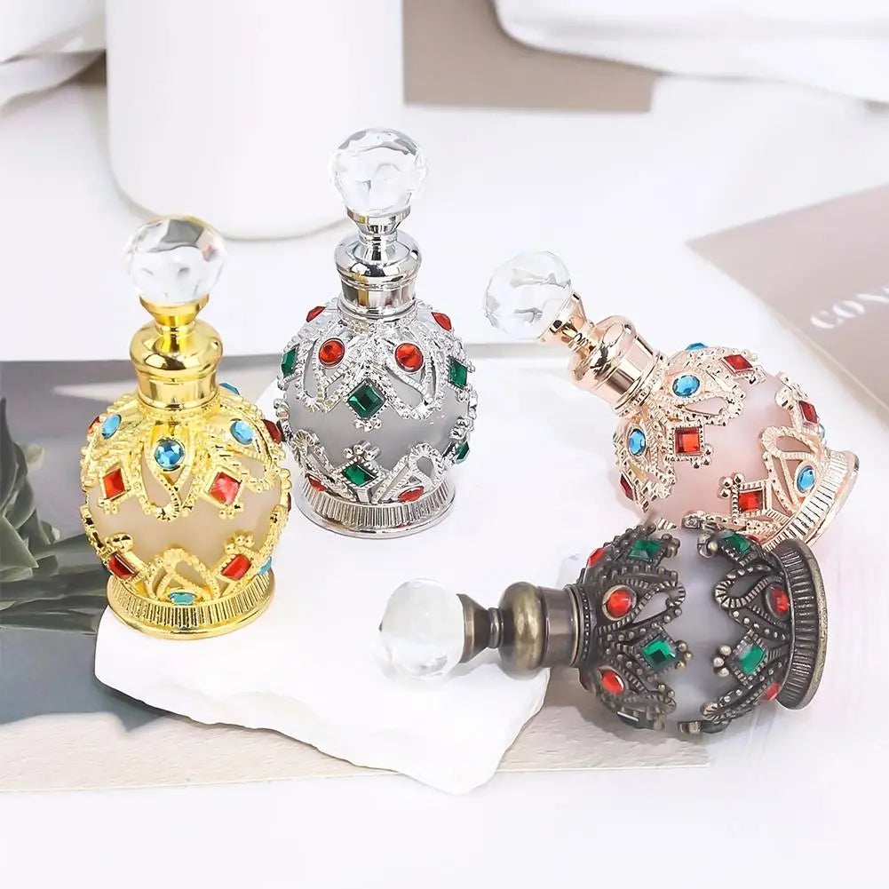 15ML Luxury Glass Perfume Bottle For Essential Oil Refill Arabic Design Premium Aroma Oil Dispenser