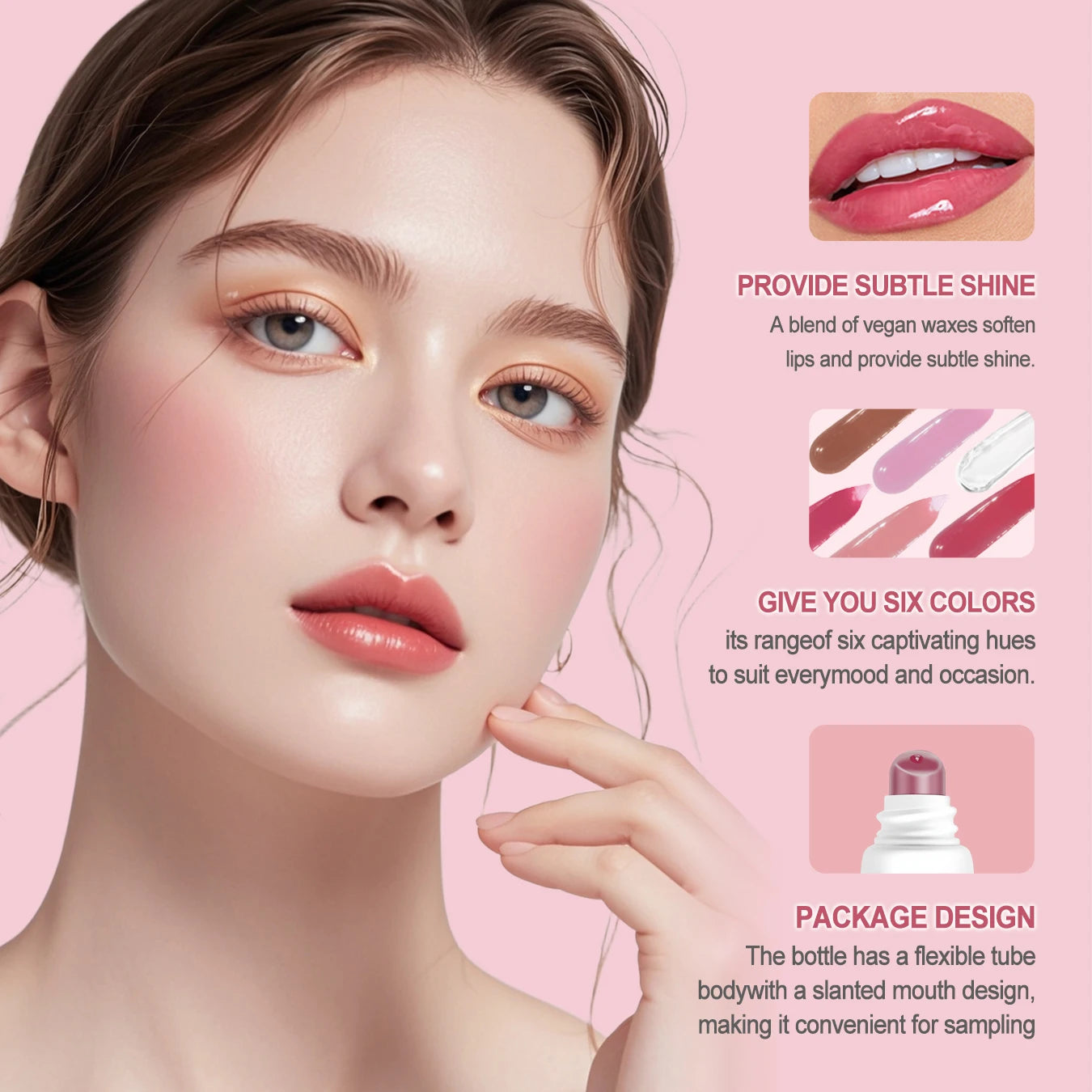 12pcs Lip Oil Set with 6 Flavors - Coconut, Rose, Peach, Raspberry, Cocoa Oil Flavors, Moisturizing Gloss, Strengthening Lip Col