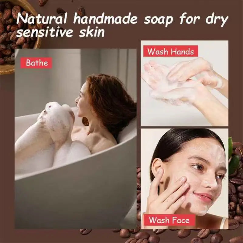 5.29oz African black soap, coffee soap, contains shea butter, cocoa pods, suitable for all skin types, can be used throughout