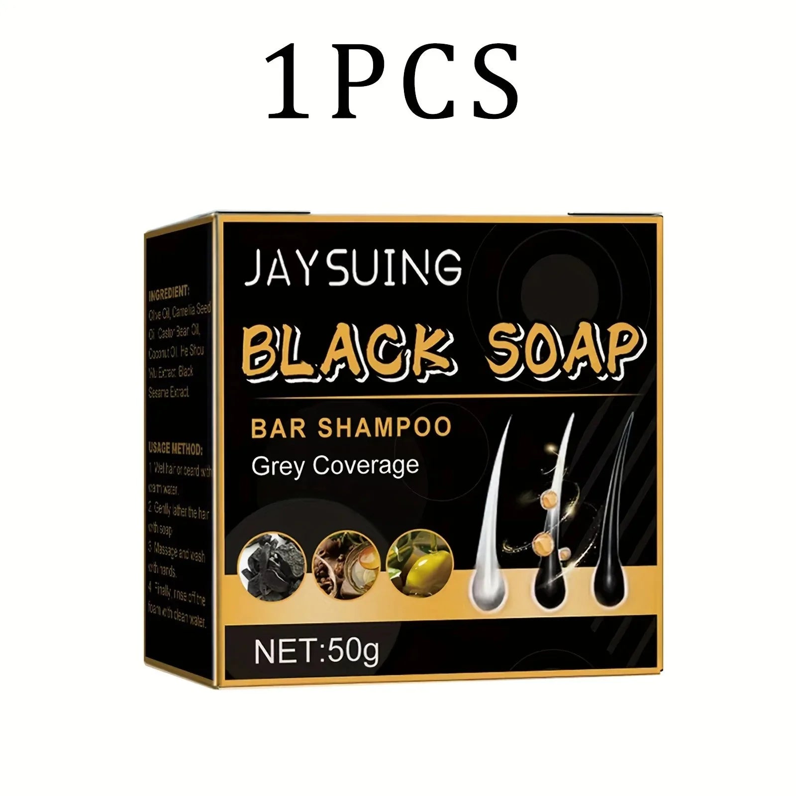 Polygonum Multiflorum Black Hair Soap Darkening Shampoo Bar Repair Gray White Color Dye Face Hair Body Shampoo For Man Women