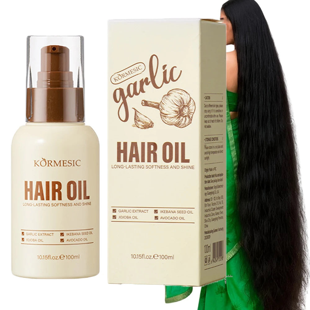 Garlic Hair Growth Essential Oil 100ML Effective In Repair Damaged Hair Roots Baldness Hair Loss Fast Thick Hair Care For Unisex