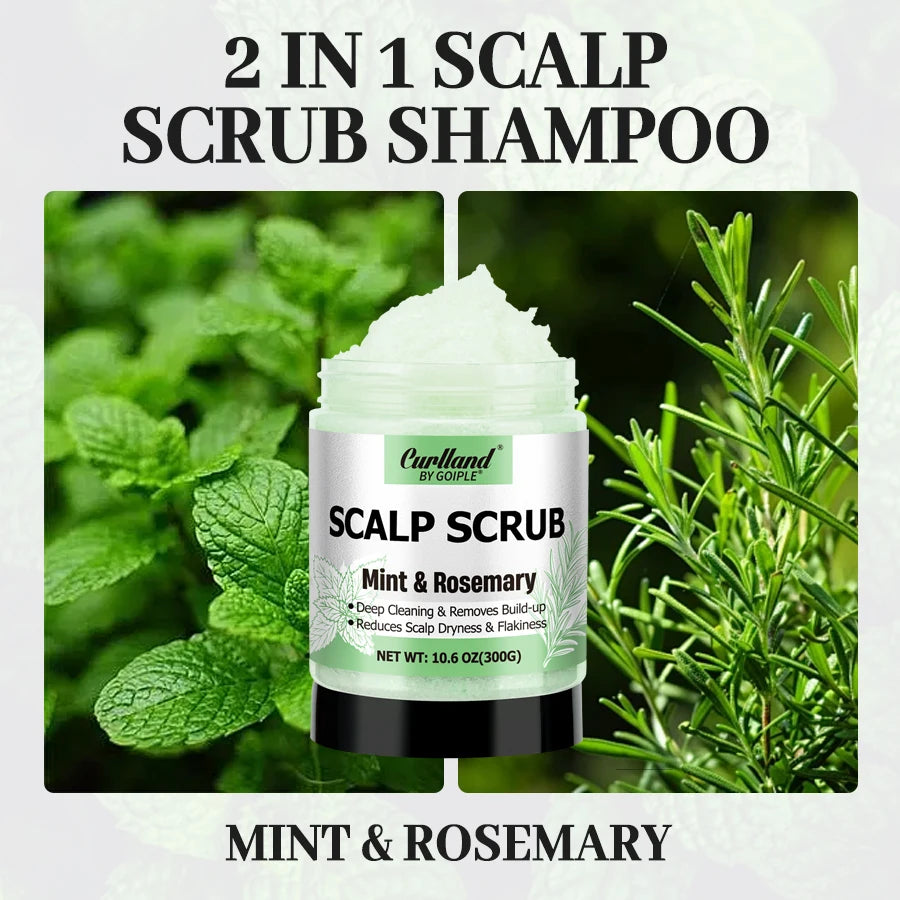 Scalp Scrub Mint & Rosemary Deep Clean Removes Build-up Moisturize Cool Soothe Hair Scalp or Exfoliating Scrub Silicone Massager