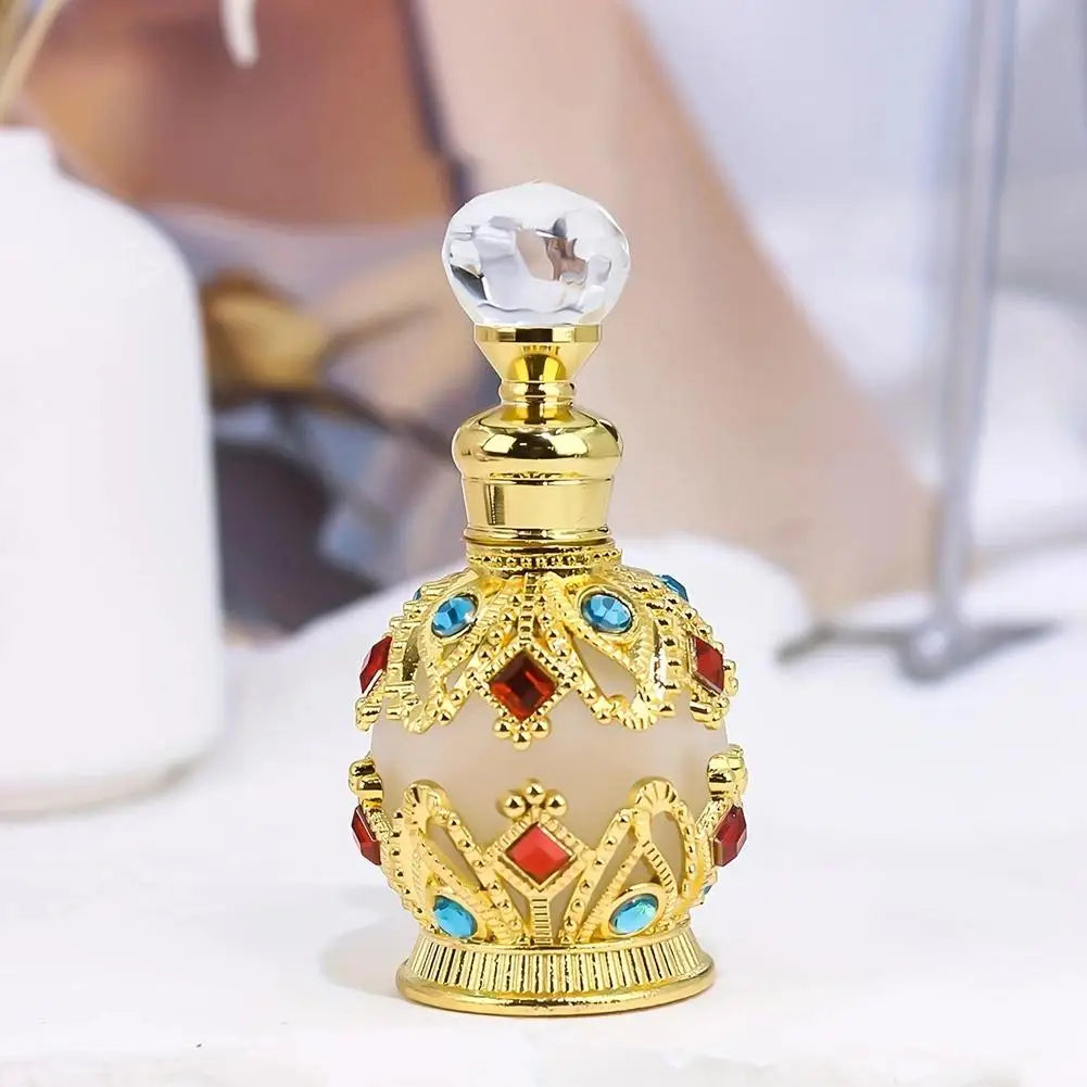 15ML Luxury Glass Perfume Bottle For Essential Oil Refill Arabic Design Premium Aroma Oil Dispenser