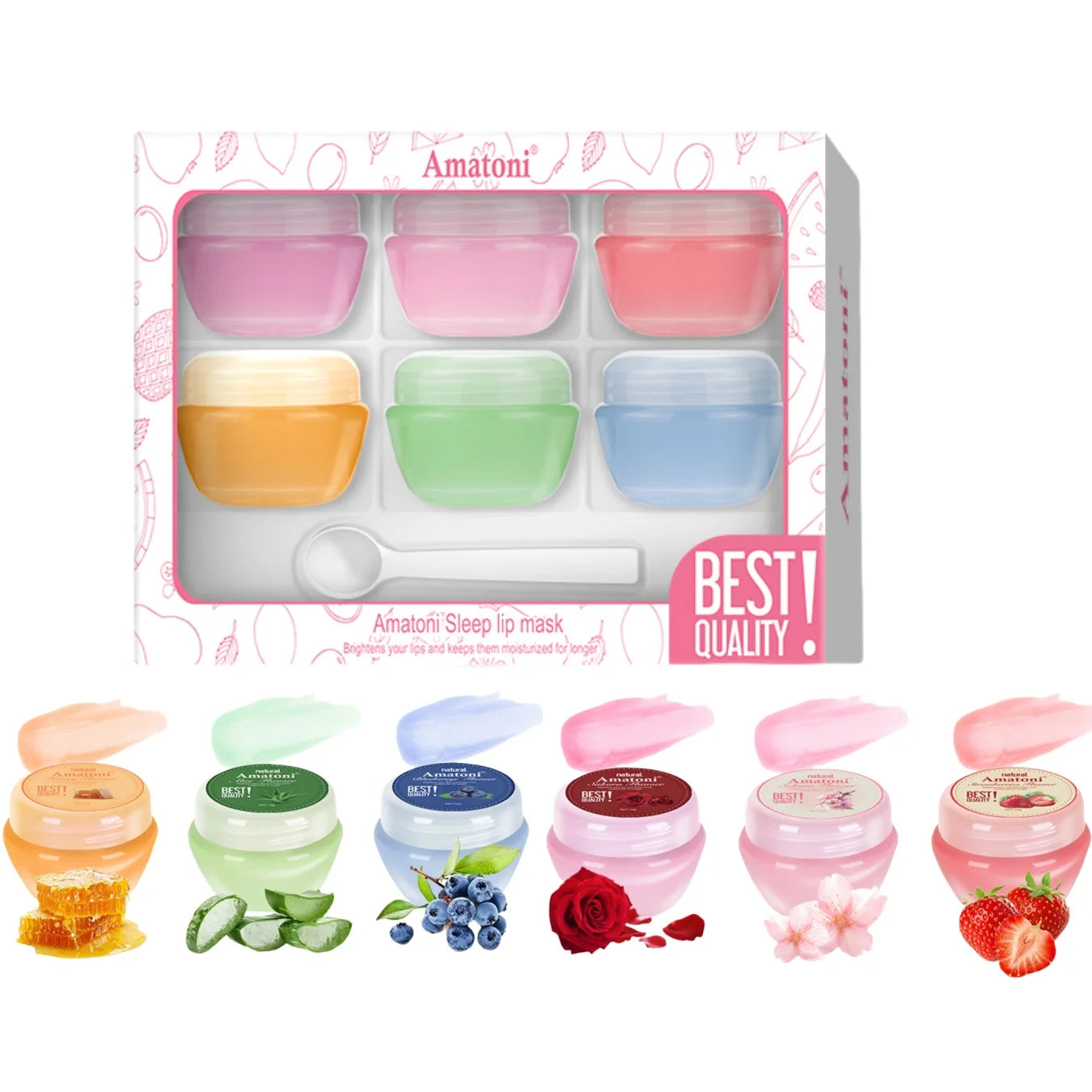 Sleeping lip mask gift box 10g×6PCS lip balm set moisturizes lips, smoothes, and is a universal  in the morning and evening