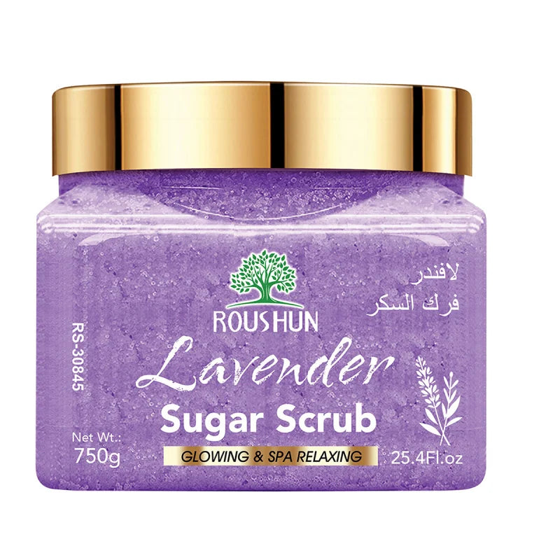 ROUSHUN lavender sugar scrub Large Capacity Family Pack Body Scrub Gentle Deep Cleansing Skin750g