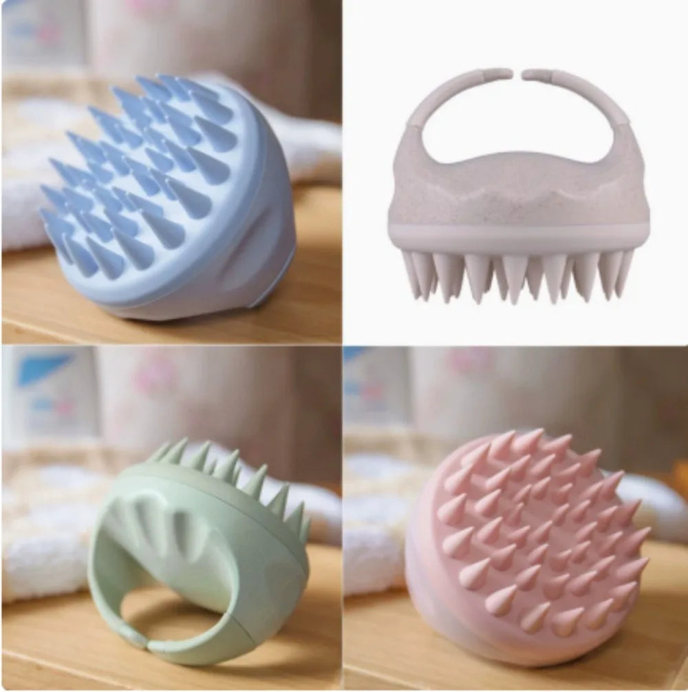 Scalp Massager Shampoo Brush Silicone Hair Scrubber Exfoliating Washing For Dandruff Removal Beige Bath Care Accessory Tool