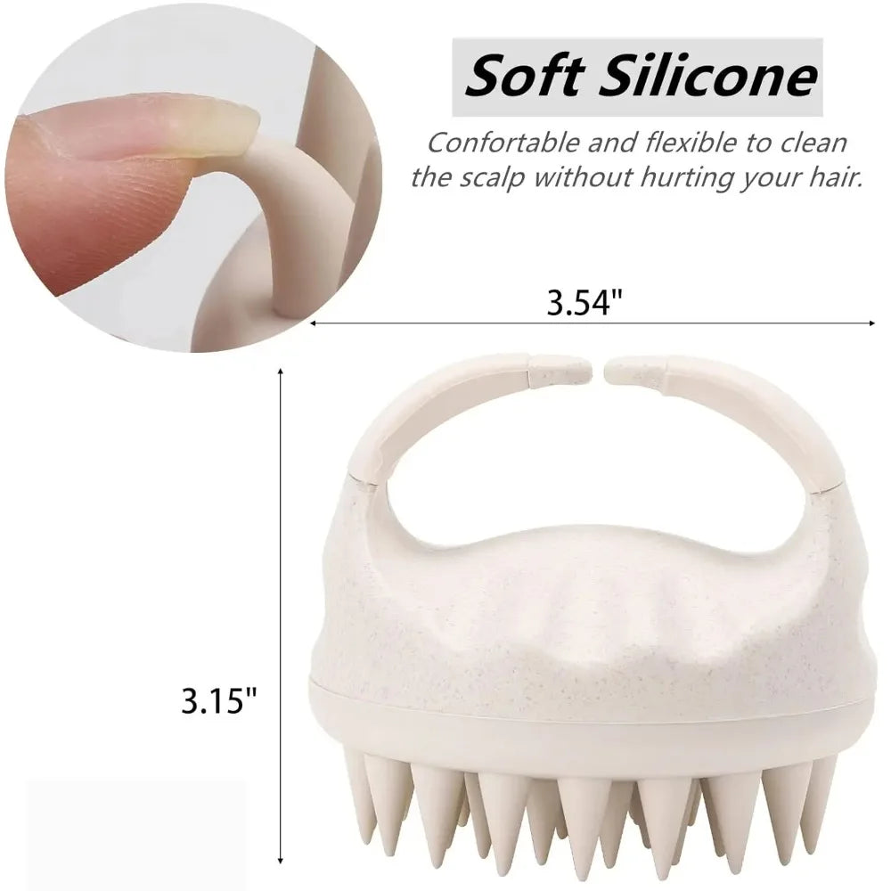 Scalp Massager Shampoo Brush Silicone Hair Scrubber Exfoliating Washing For Dandruff Removal Beige Bath Care Accessory Tool