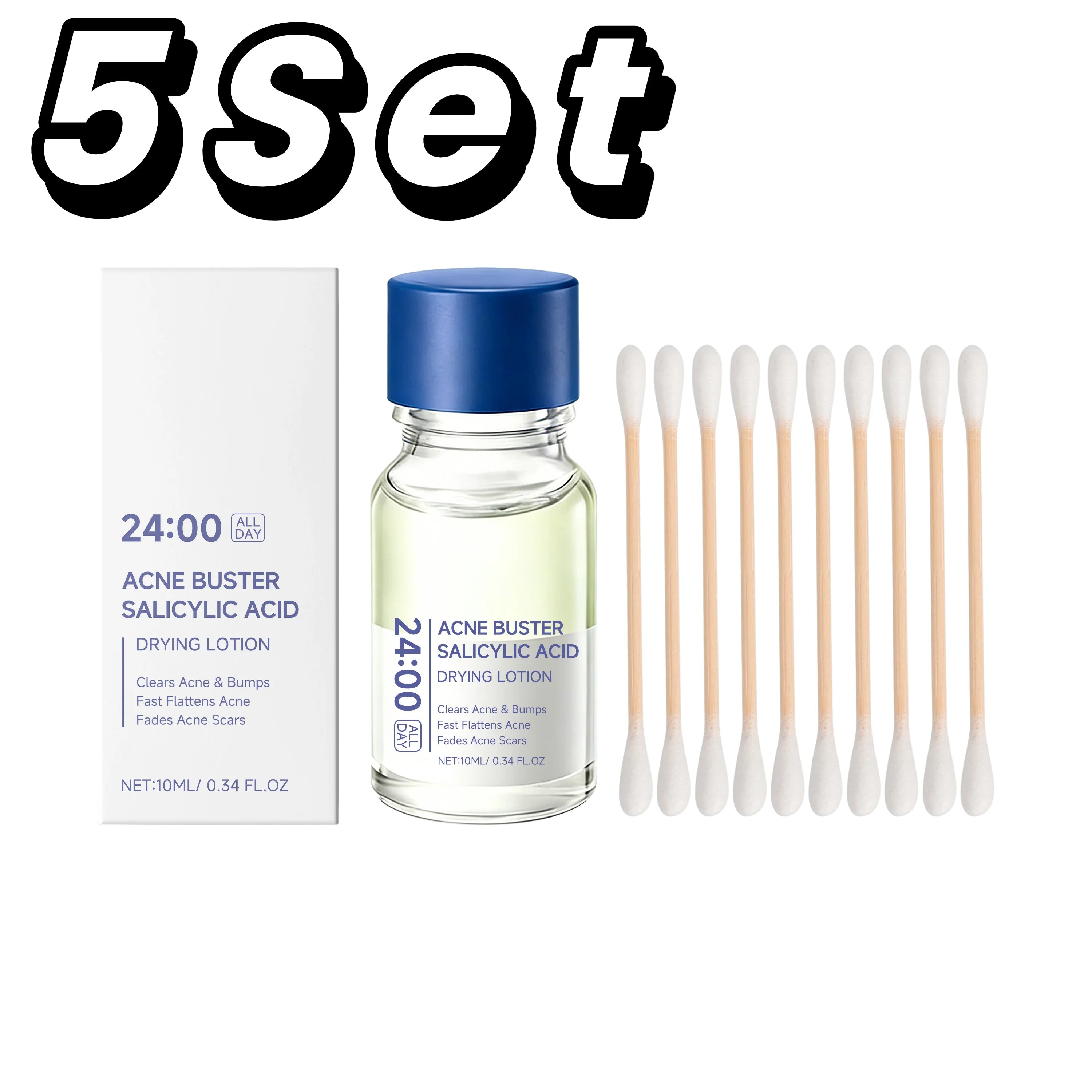 Acne Buster Salicylic Acid Lotion With Cotton Swab Set Oil Control Blackhead Remover Pore Cleanser Face Treatment Essence Serum