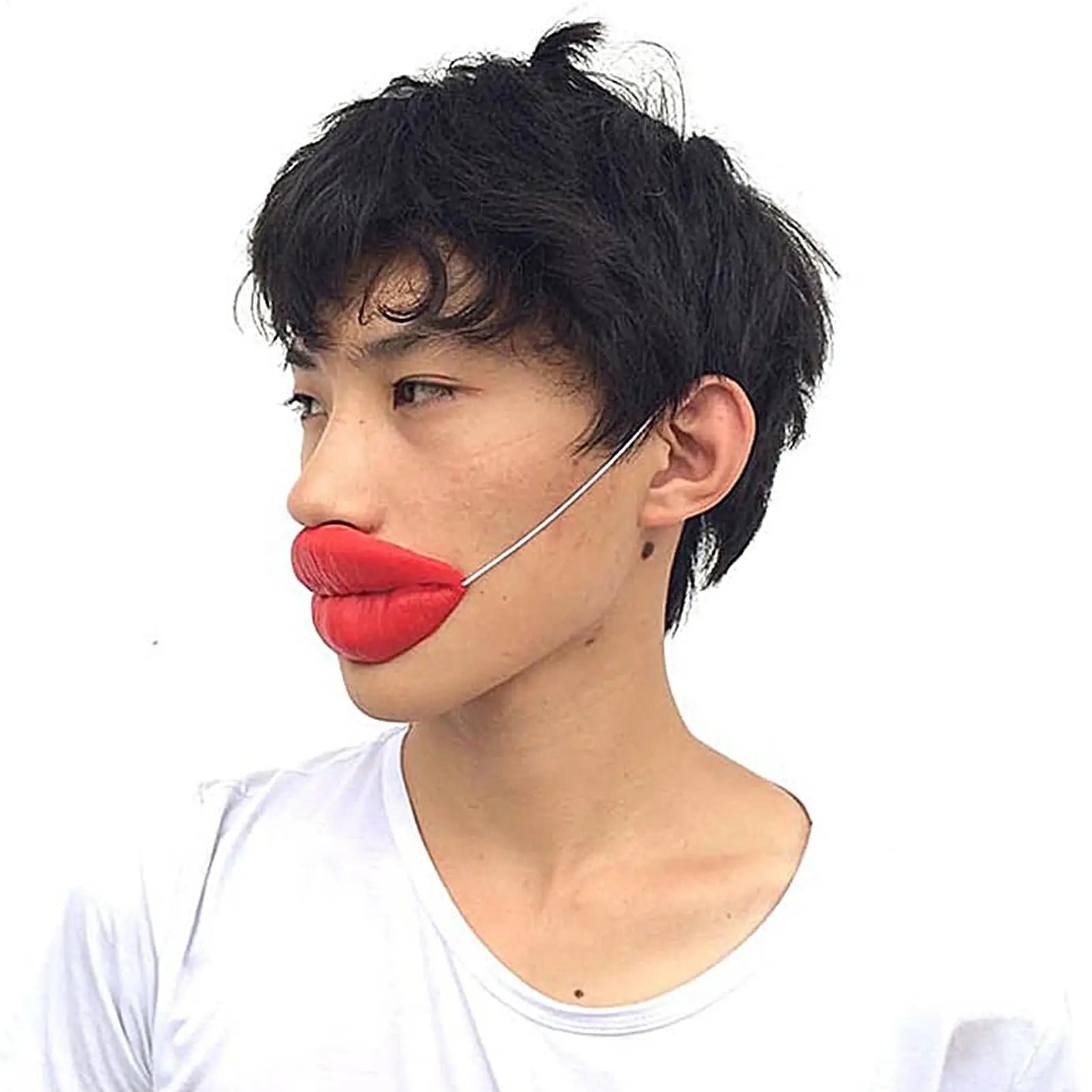 Red Lips Face Masks Funny Big Lip Masks April Fool Day Sausage Thick Lips Sausage Lip Decorations Funny Lips Prank Toys