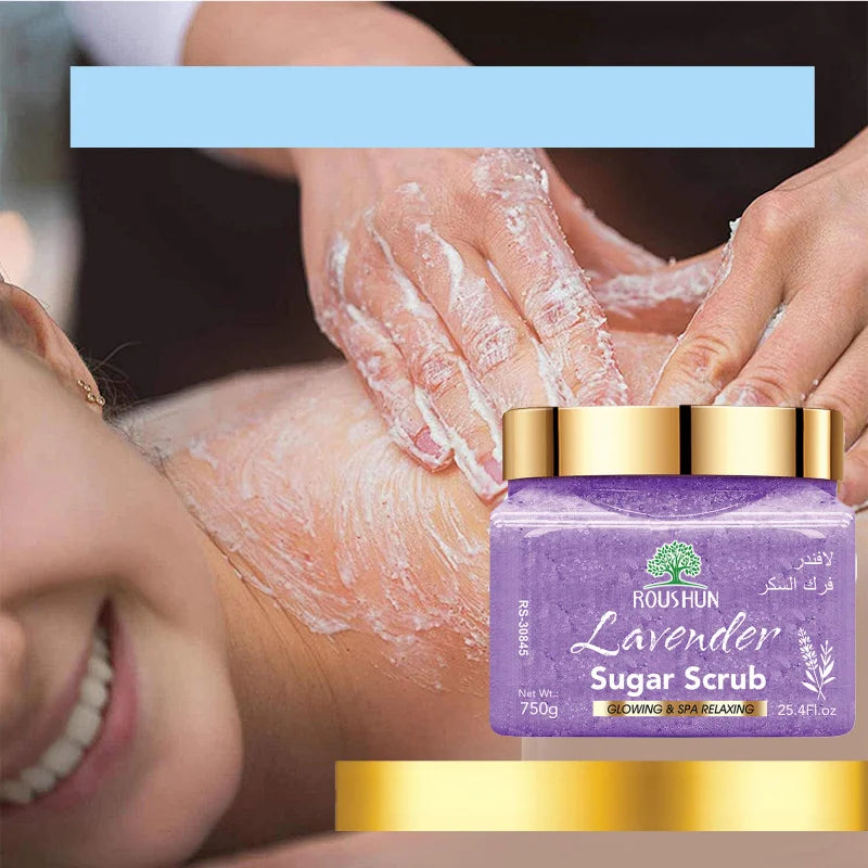 ROUSHUN lavender sugar scrub Large Capacity Family Pack Body Scrub Gentle Deep Cleansing Skin750g