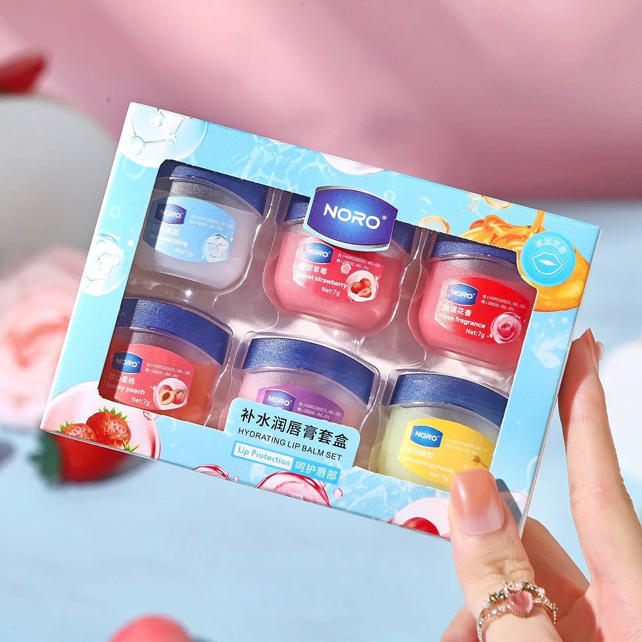 6-pack non-alcoholic moisturizing lip mask, suitable for all skin types, containing nourishing ingredients - fruity lip care