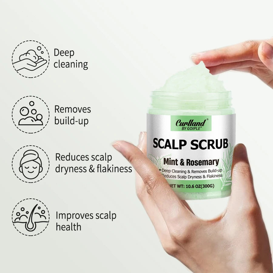Scalp Scrub Mint & Rosemary Deep Clean Removes Build-up Moisturize Cool Soothe Hair Scalp or Exfoliating Scrub Silicone Massager